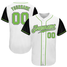 Load image into Gallery viewer, Custom White Neon Green-Black Authentic Two Tone Baseball Jersey
