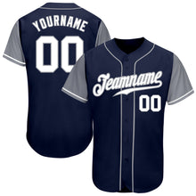 Load image into Gallery viewer, Custom Navy White-Gray Authentic Two Tone Baseball Jersey
