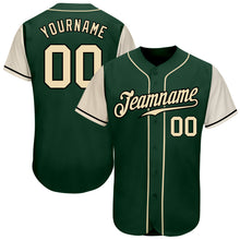 Load image into Gallery viewer, Custom Green Cream-Black Authentic Two Tone Baseball Jersey
