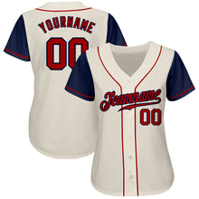 Load image into Gallery viewer, Custom Cream Red-Navy Authentic Two Tone Baseball Jersey
