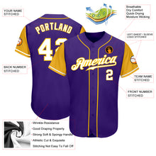 Laden Sie das Bild in den Galerie-Viewer, Custom Purple White-Gold Authentic Two Tone Baseball Jersey

