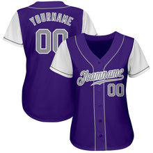 Laden Sie das Bild in den Galerie-Viewer, Custom Purple Gray-White Authentic Two Tone Baseball Jersey
