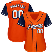 Load image into Gallery viewer, Custom Orange White-Navy Authentic Two Tone Baseball Jersey
