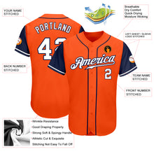 Load image into Gallery viewer, Custom Orange White-Navy Authentic Two Tone Baseball Jersey
