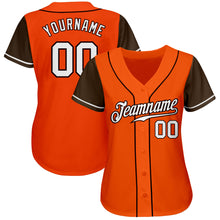 Laden Sie das Bild in den Galerie-Viewer, Custom Orange White-Brown Authentic Two Tone Baseball Jersey
