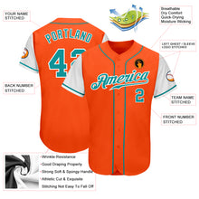 Load image into Gallery viewer, Custom Orange Teal-White Authentic Two Tone Baseball Jersey

