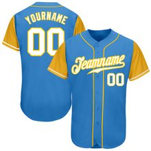 Load image into Gallery viewer, Custom Powder Blue White-Gold Authentic Two Tone Baseball Jersey
