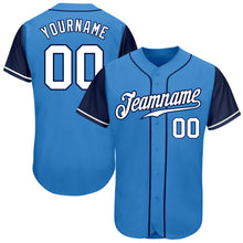 Load image into Gallery viewer, Custom Powder Blue White-Navy Authentic Two Tone Baseball Jersey
