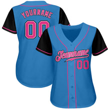Laden Sie das Bild in den Galerie-Viewer, Custom Powder Blue Pink-Black Authentic Two Tone Baseball Jersey
