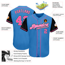 Laden Sie das Bild in den Galerie-Viewer, Custom Powder Blue Pink-Black Authentic Two Tone Baseball Jersey
