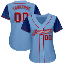 Load image into Gallery viewer, Custom Light Blue Red-Royal Authentic Two Tone Baseball Jersey
