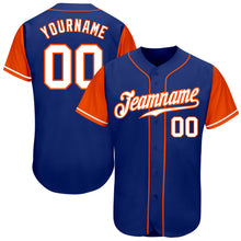 Load image into Gallery viewer, Custom Royal White-Orange Authentic Two Tone Baseball Jersey
