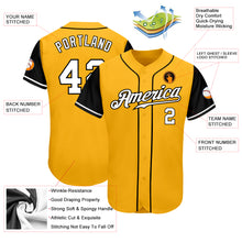 Load image into Gallery viewer, Custom Gold White-Black Authentic Two Tone Baseball Jersey
