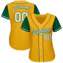 Load image into Gallery viewer, Custom Gold White-Kelly Green Authentic Two Tone Baseball Jersey
