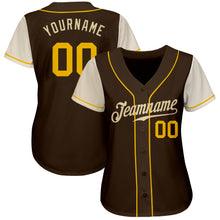 Laden Sie das Bild in den Galerie-Viewer, Custom Brown Gold-Cream Authentic Two Tone Baseball Jersey
