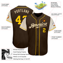 Load image into Gallery viewer, Custom Brown Gold-Cream Authentic Two Tone Baseball Jersey
