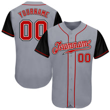 Load image into Gallery viewer, Custom Gray Red-Black Authentic Two Tone Baseball Jersey
