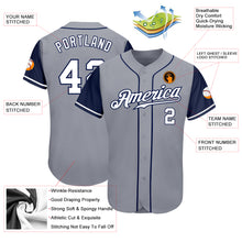 Load image into Gallery viewer, Custom Gray White-Navy Authentic Two Tone Baseball Jersey
