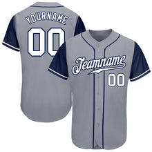 Load image into Gallery viewer, Custom Gray White-Navy Authentic Two Tone Baseball Jersey
