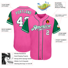 Laden Sie das Bild in den Galerie-Viewer, Custom Pink White-Kelly Green Authentic Two Tone Baseball Jersey
