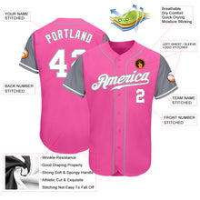 Laden Sie das Bild in den Galerie-Viewer, Custom Pink White-Gray Authentic Two Tone Baseball Jersey
