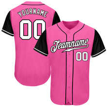 Laden Sie das Bild in den Galerie-Viewer, Custom Pink White-Black Authentic Two Tone Baseball Jersey
