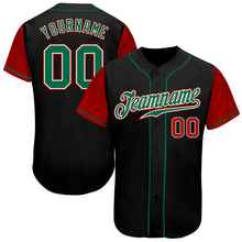 Laden Sie das Bild in den Galerie-Viewer, Custom Black Kelly Green-Red Authentic Two Tone Baseball Jersey
