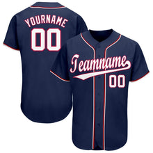 Load image into Gallery viewer, Custom Navy White-Red Baseball Jersey
