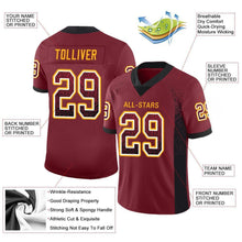 Load image into Gallery viewer, Custom Burgundy Black-Gold Mesh Drift Fashion Football Jersey
