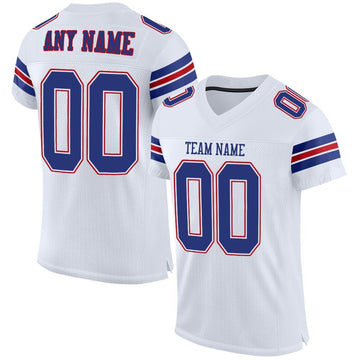 Custom White Royal-Red Mesh Authentic Football Jersey