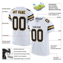 Charger l&#39;image dans la galerie, Custom White Black-Gold Mesh Authentic Football Jersey
