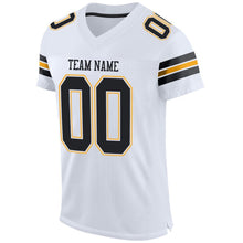 Charger l&#39;image dans la galerie, Custom White Black-Gold Mesh Authentic Football Jersey
