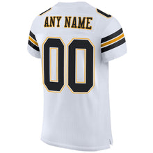 Charger l&#39;image dans la galerie, Custom White Black-Gold Mesh Authentic Football Jersey
