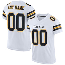 Charger l&#39;image dans la galerie, Custom White Black-Gold Mesh Authentic Football Jersey
