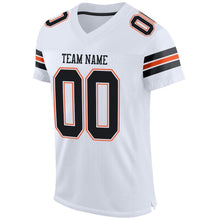 Laden Sie das Bild in den Galerie-Viewer, Custom White Black-Orange Mesh Authentic Football Jersey
