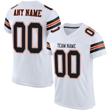 Laden Sie das Bild in den Galerie-Viewer, Custom White Black-Orange Mesh Authentic Football Jersey
