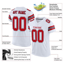 Load image into Gallery viewer, Custom White Red-Navy Mesh Authentic Football Jersey
