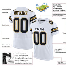 Load image into Gallery viewer, Custom White Black-Old Gold Mesh Authentic Football Jersey
