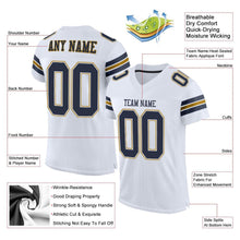 Load image into Gallery viewer, Custom White Navy-Old Gold Mesh Authentic Football Jersey
