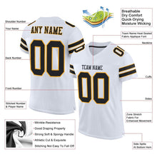 Load image into Gallery viewer, Custom White Black-Gold Mesh Authentic Football Jersey
