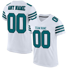 Load image into Gallery viewer, Custom White Teal-Black Mesh Authentic Football Jersey
