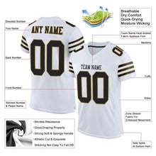 Laden Sie das Bild in den Galerie-Viewer, Custom White Black-Old Gold Mesh Authentic Football Jersey

