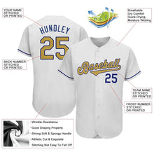 Load image into Gallery viewer, Custom White Old Gold-Royal Authentic Baseball Jersey
