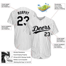 Laden Sie das Bild in den Galerie-Viewer, Custom White Black Pinstripe Black-Gray Authentic Baseball Jersey
