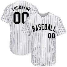 Laden Sie das Bild in den Galerie-Viewer, Custom White Purple Pinstripe Black-Gray Authentic Baseball Jersey
