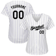 Load image into Gallery viewer, Custom White Purple Pinstripe Black-Gray Authentic Baseball Jersey
