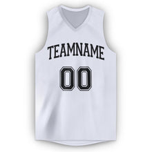 Load image into Gallery viewer, Custom White Black V-Neck Basketball Jersey
