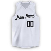 Load image into Gallery viewer, Custom White Black V-Neck Basketball Jersey
