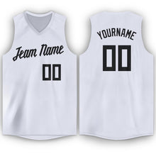 Load image into Gallery viewer, Custom White Black V-Neck Basketball Jersey
