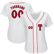 Load image into Gallery viewer, Custom White Red-Navy Authentic Baseball Jersey
